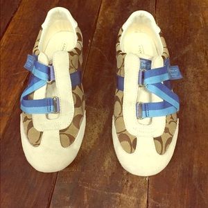 Coach Juli White and Blue Sneaker 8.5